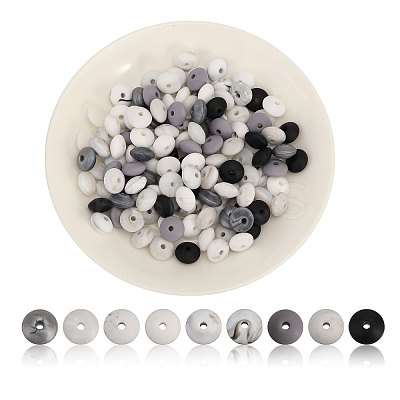 144Pcs 9 Style Rondelle Food Grade Eco-Friendly Silicone Abacus Beads SIL-CA0003-16-1