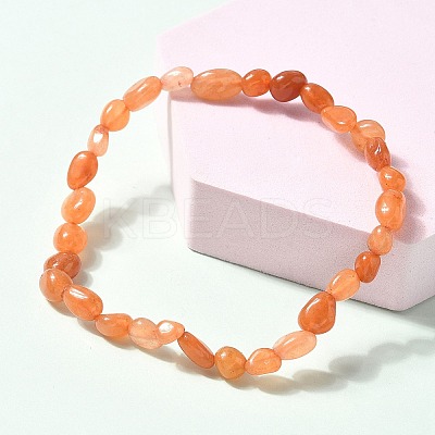 Natural Red Aventurine Beads Stretch Bracelets for Men Women BJEW-I320-01B-1