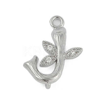 Brass Crystal Rhinestone Letter Links Connector Charms KK-S395-06P-J-1