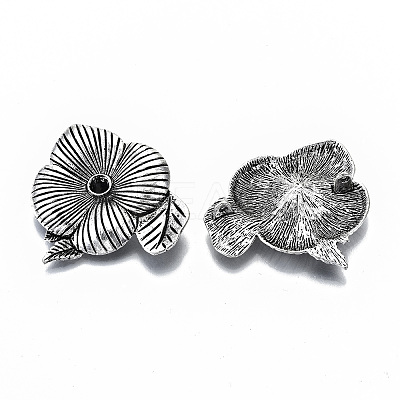 Tibetan Style Alloy Cabochon Connector Rhinestone Settings TIBE-N011-008AS-RS-1