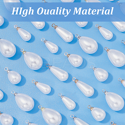 64Pcs 8 Style ABS Plastic Imitation Pearl Pendants FIND-PH0010-94-1