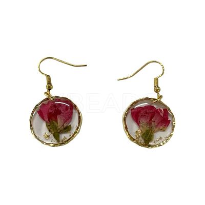 Alloy Epoxy Dried Flower Dangle Earrings FS-WGABF6D-06-1