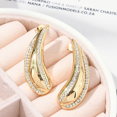 304 Stainless Steel Rhinestone Stud Earrings EJEW-M070-08G-1
