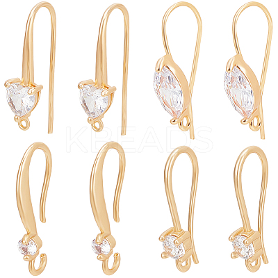 16Pcs 4 Style Brass Earring Hooks KK-BBC0012-53-1