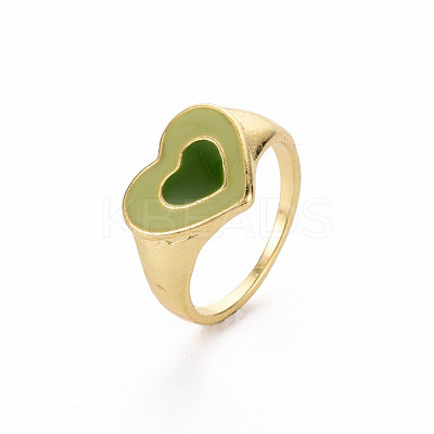 Rack Plating Light Gold Alloy Enamel Wide Band Rings RJEW-Q163-002-RS-1