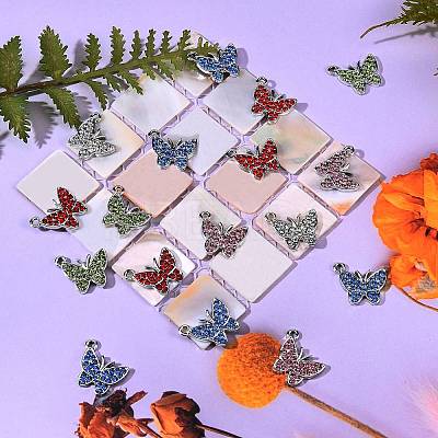 25Pcs 5 Colors Zinc Alloy Butterfly Charms ENAM-SZ0001-81-1