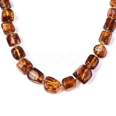 Natural Amber Nuggets Graduated Beaded Necklaces NJEW-T019-04-1