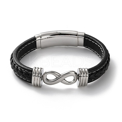 Braided Microfiber Leather Cord Bracelets for Men BJEW-Z081-07P-01-1