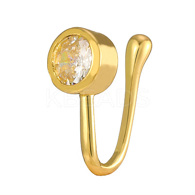 Brass Micro Pave Clear Cubic Zirconia Clip on Nose Rings WG43D72-16-1