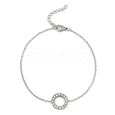 Ring 304 Stainless Steel Crystal Rhinestone Pendant Necklaces & Bracelets & Stud Earrings Sets for Women SJEW-C004-09P-01-1