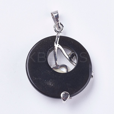 Natural Dyed & Heated Black Agate Pendants X-G-F546-A16-1