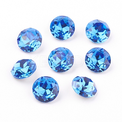 Pointed Back & Back Plated Glass Rhinestone Cabochons RGLA-J012-10mm-206-1