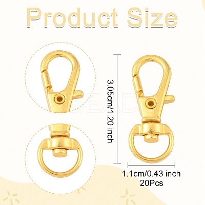 20Pcs Alloy Swivel Lobster Claw Clasps IFIN-YW0003-85G-1