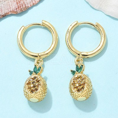 Brass Cubic Zirconia Hoop Earrings EJEW-Q015-02G-A-1