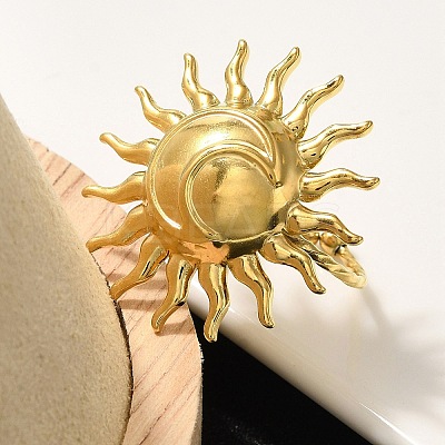 304 Stainless Steel Open Cuff Ring for Women LS-RJEW-B109-03G-04-1