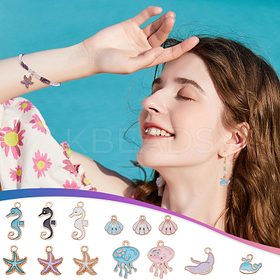 78Pcs 13 Styles Alloy Enamel Pendants ENAM-UN0001-22-1