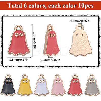 60Pcs 6 Colors Halloween Alloy Enamel Pendants FIND-SC0010-89-1