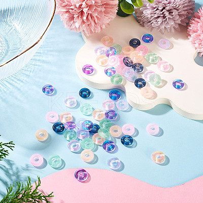 120Pcs 6 Colors Transparent Glass European Beads GLAA-TA0004-07-1