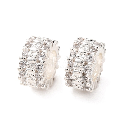 Brass Micro Pave Clear Cubic Zirconia European Beads CU-H003-01S-1