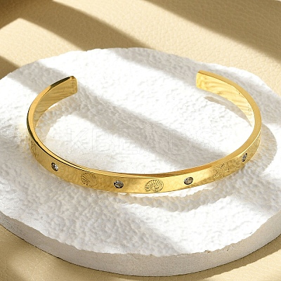 304 Stainless Steel Cuff Bangles BJEW-P348-02C-G-1