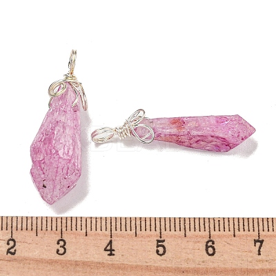 Electroplated Platinum Palted Copper Wire Wrapped Natural Quartz Crystal Pendants G-L133-07F-1