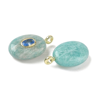 Natural Amazonite & Cubic Zirconia Pendants X-G-Z076-01G-18-1