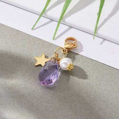 Faceted Teardrop Glass Pendants HJEW-JM00487-1