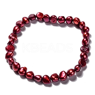 Dyed Natural Cultured Freshwater Pearl Beads Stretch Bracelets BJEW-JB05893-1