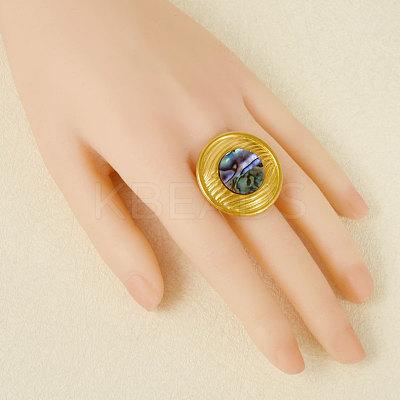 304 Stainless Steel with Natural Shell Cuff Open Rings for Women TH3507-4-1