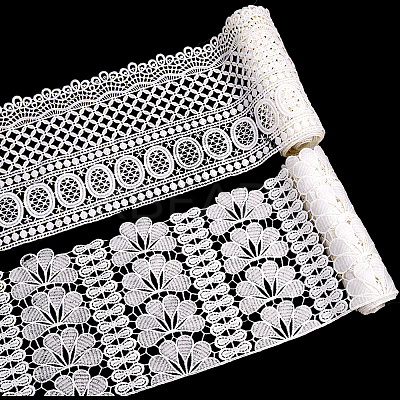 4 Yards 2 Styles Milk Fiber Lace Trim Ribbon OCOR-CY0001-08A-1