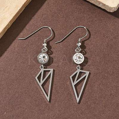304 Stainless Steel Triangle Dangle Earrings EJEW-Z129-07P-1
