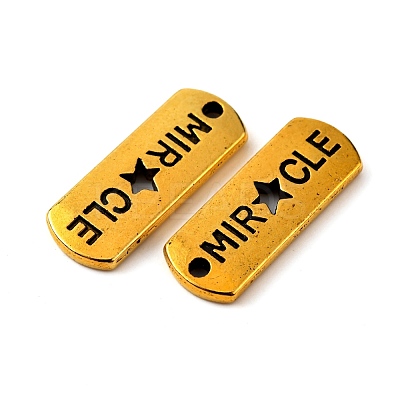 Tibetan Style Alloy Rectangle with Word Miracle Pendants TIBEP-Q043-068AG-RS-1