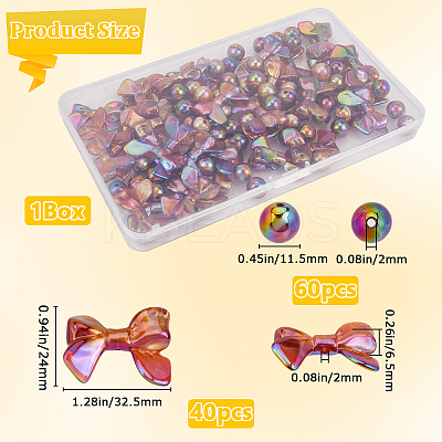 100Pcs UV Plating Rainbow Iridescent Acrylic Beads PACR-SP0001-06-1