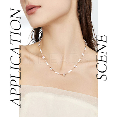 DIY Brass Glass Butterfly and Plastic Imitation Pearl Beaded Chains Necklace Jewelry Kits DIY-TA0010-49-1