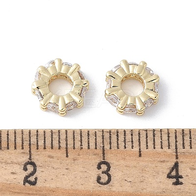 Brass Micro Pave Clear Cubic Zirconia Spacer Beads KK-F892-29G-1