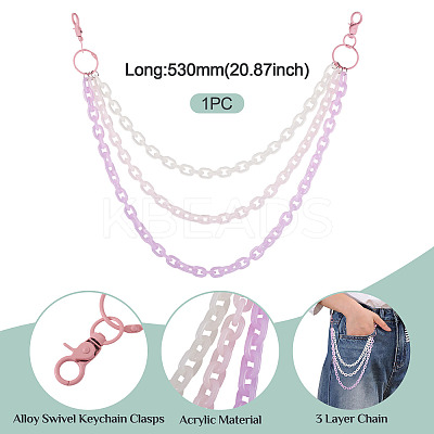 Macaron Color 3-Color Acrylic Cable Chain 3 Layer Chain Belts for Pants HJEW-TAC0118-1