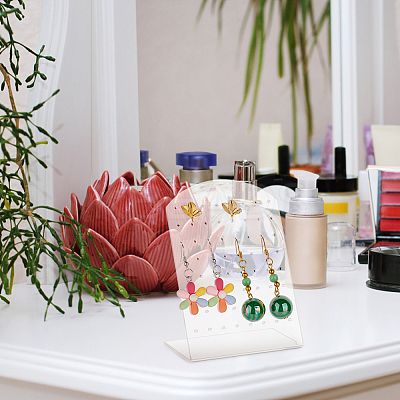 4Pcs Arch Shaped Acrylic Slant Back Earring Display Stands EDIS-FG0001-63-1