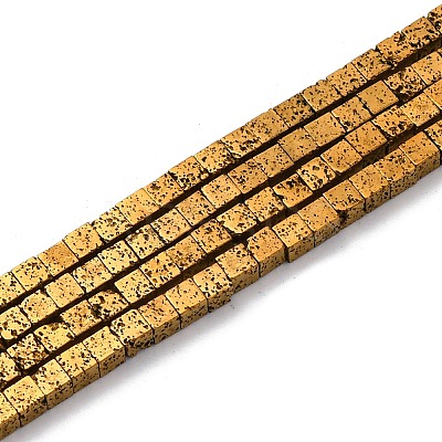 Electroplated Natural Lava Rock Beads Strands G-A256-B01-02B-1