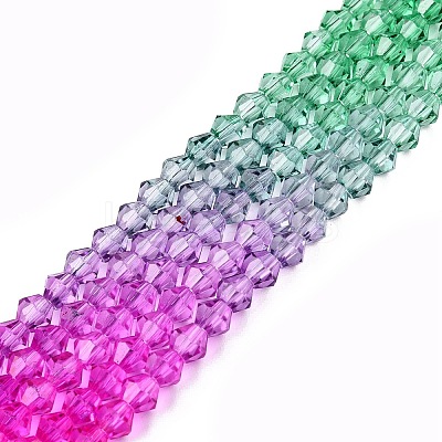 Gradient Color Baking Paint Glass Bead Strands DGLA-A039-T4mm-A010-1