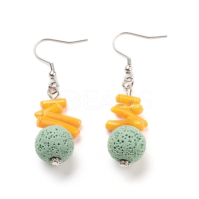 Natural Lava Rock Dangle Earrings EJEW-E260-B08-1