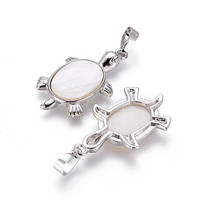 Natural White Shell Mother of Pearl Shell Pendants SSHEL-L008-62B-1