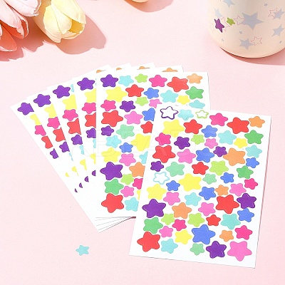 4 Bags Star Pattern DIY Paper Picture Stickers AJEW-FS0001-16-1