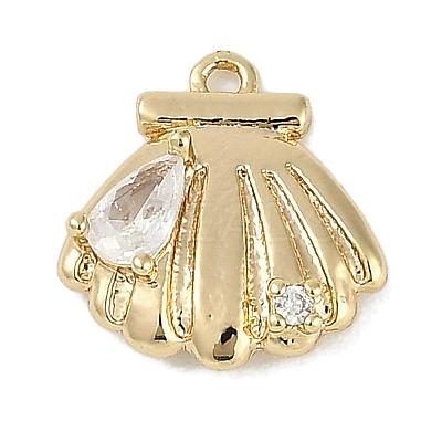 Brass Micro Pave Cubic Zirconia Charms KK-I719-34G-1
