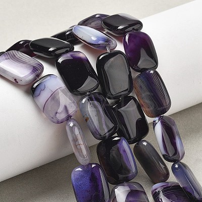 Natural Banded Agate Beads Strands G-K392-B11-13x18mm-1