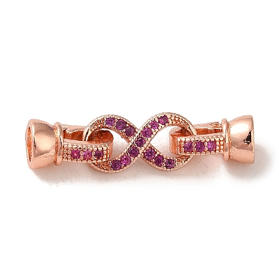 Rack Plating Brass Pave Clear Cubic Zirconia Fold Over Clasps KK-M285-31A-01RG-1
