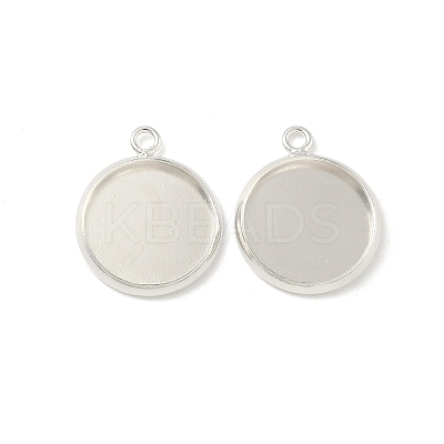 Flat Round Brass Pendant Cabochon Settings X-KK-K414-14E-S-1