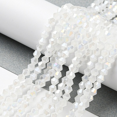 Imitation Jade Electroplate Glass Beads Strands GLAA-F029-J4mm-A06-1