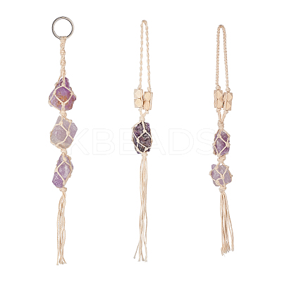 3Pcs 3 Style Irregular Gemstone Hanging Pendant Decoration HJEW-EL0001-08-1