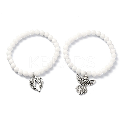 Natural Malaysia Jade Round Beaded Bracelets Sets BJEW-JB09541-1