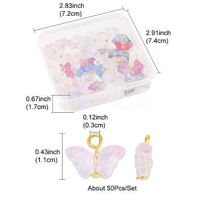 50Pcs Glass Pendants PALLOY-FS00016-1